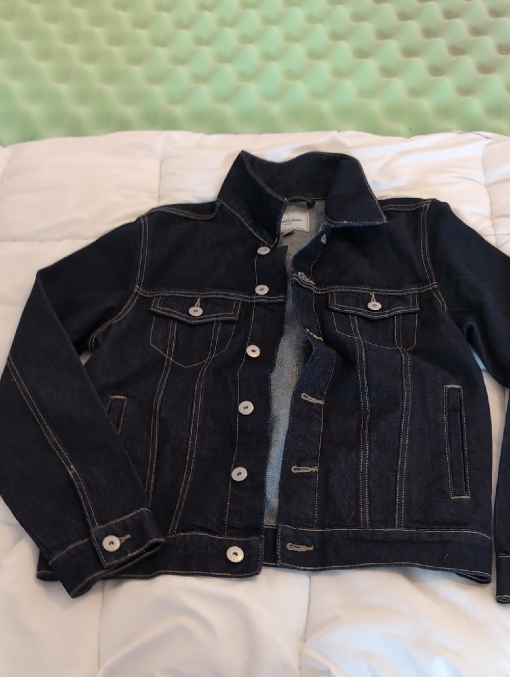 Dark Indigo Denim Jacket with Contrast Stitching Size M New